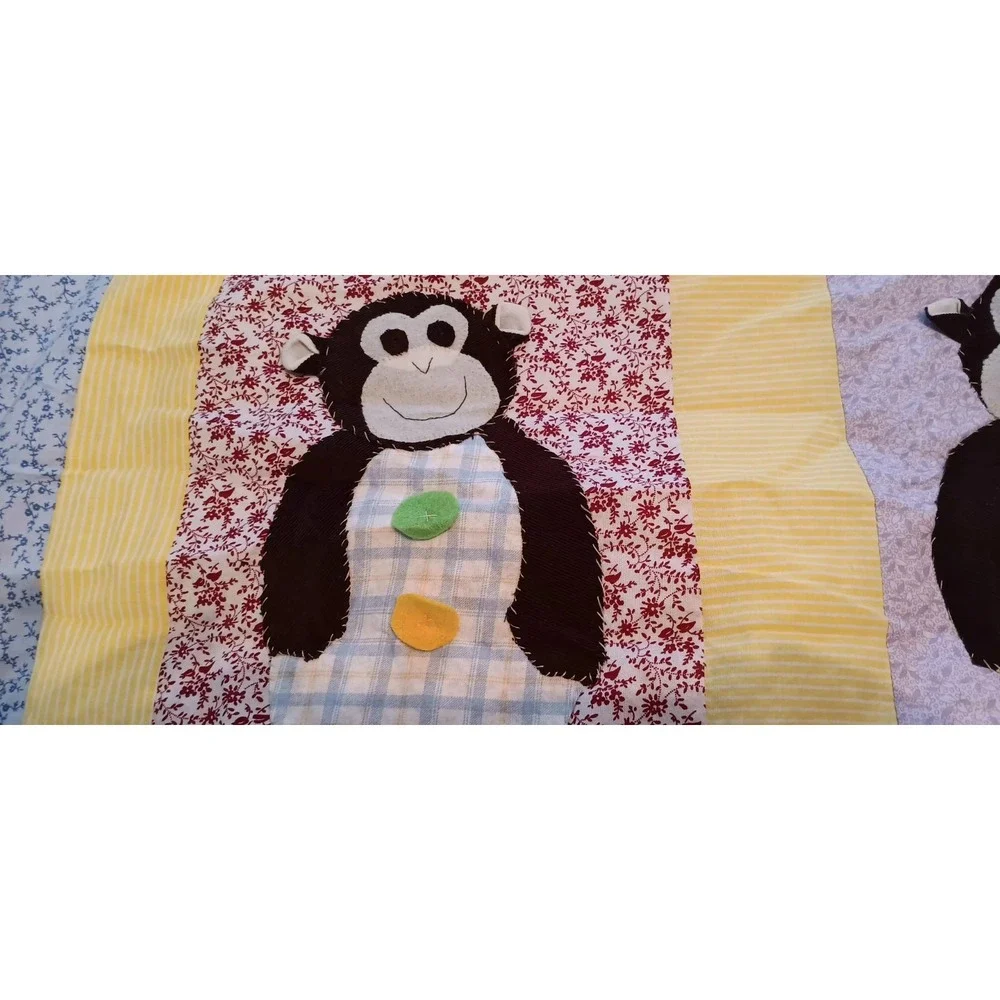 Childs Quilt Handmade Monkeys Patchwork Nursey Crib Lap Blanket Kidcore